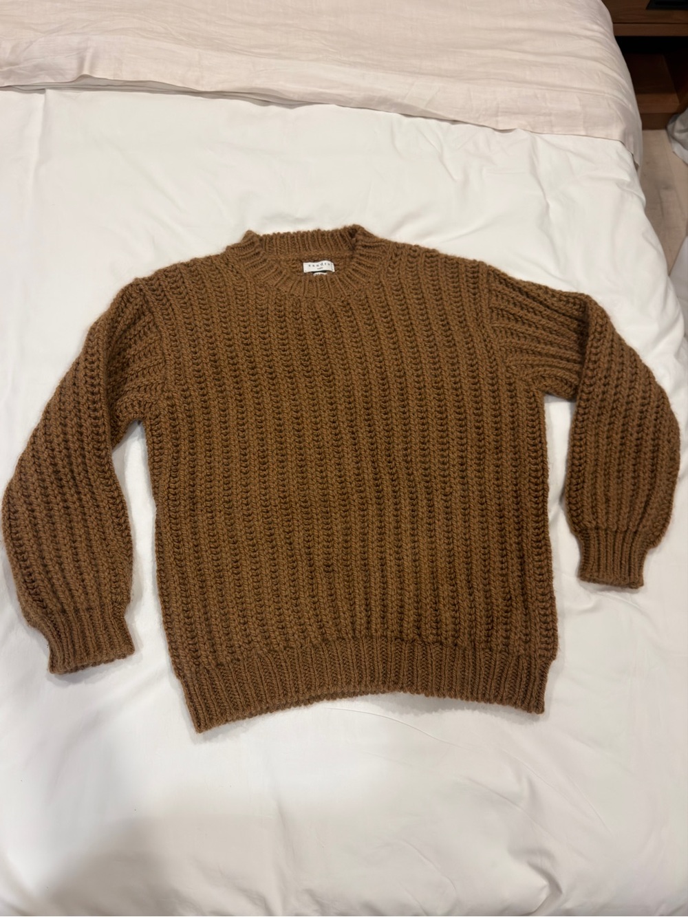 Sandro Men's Crewneck Sweater in Camel Brown